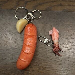 Taiwanese sausage and grilled Squid Keychain Set